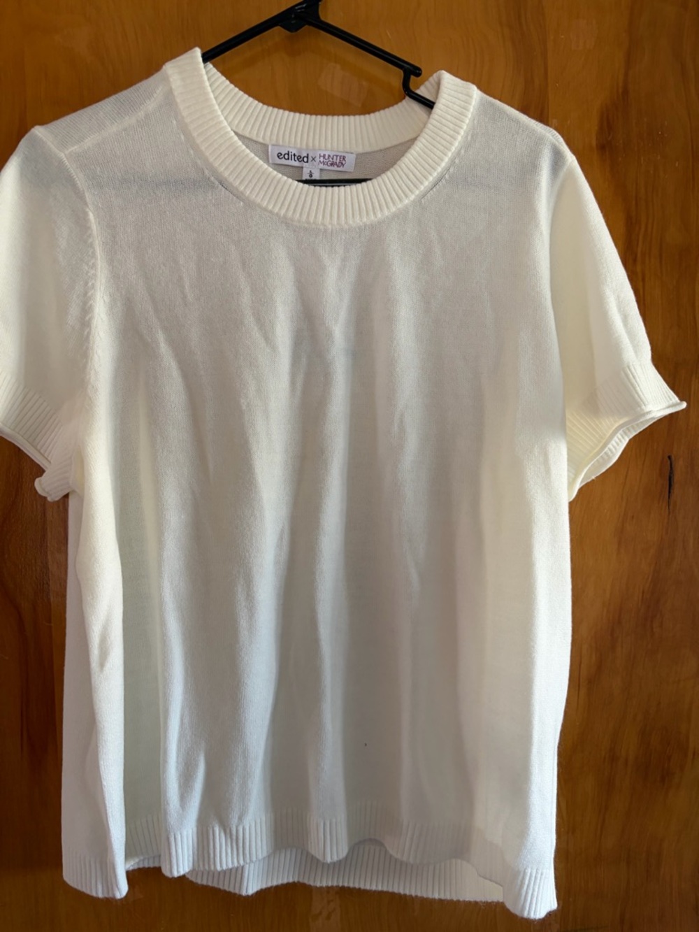 edited x HUNTER McGRADY Luxe Short Sleeve Knit Sweater - cream